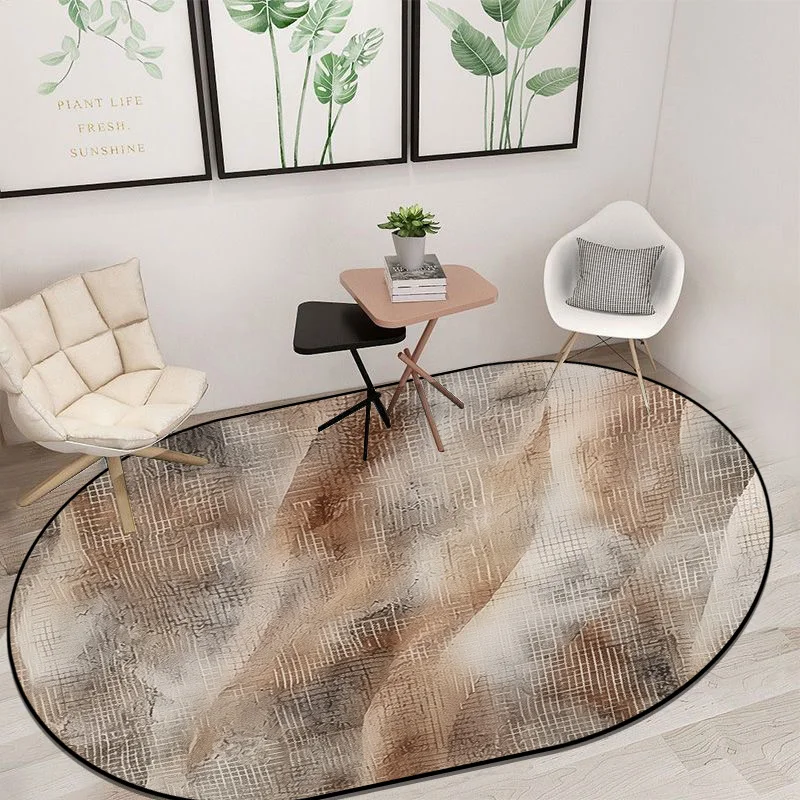 

Nordic Abstract Oval Carpets for Living Room Study Coffee Table Large Area Rugs Balcony Bedroom Decor Non-slip Mats Customizable