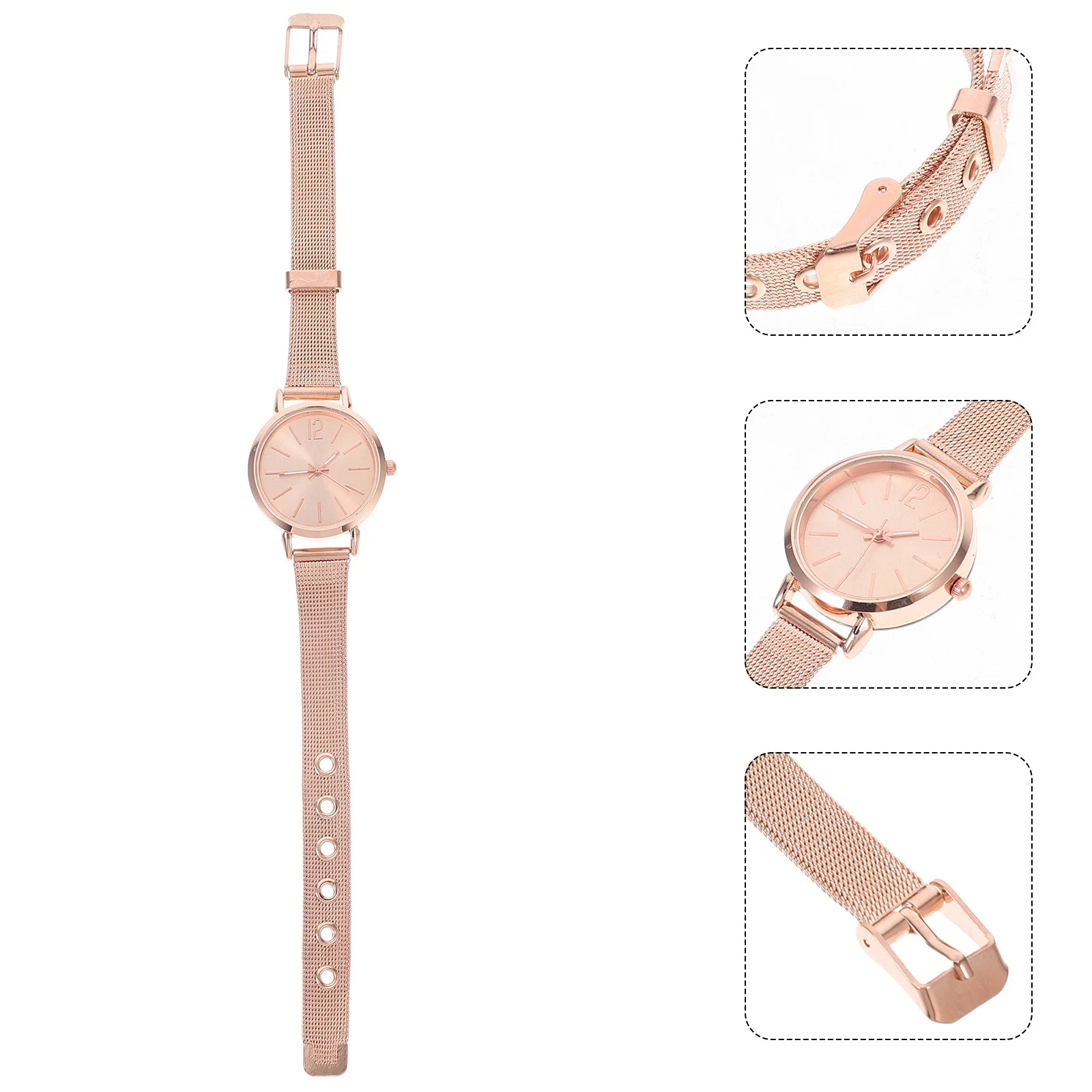 

Women Quartz Watch Rosy Gold Mesh Belt Fashion Elegant Simple Wristwatch for Daily Wear Birthday Christmas Gift