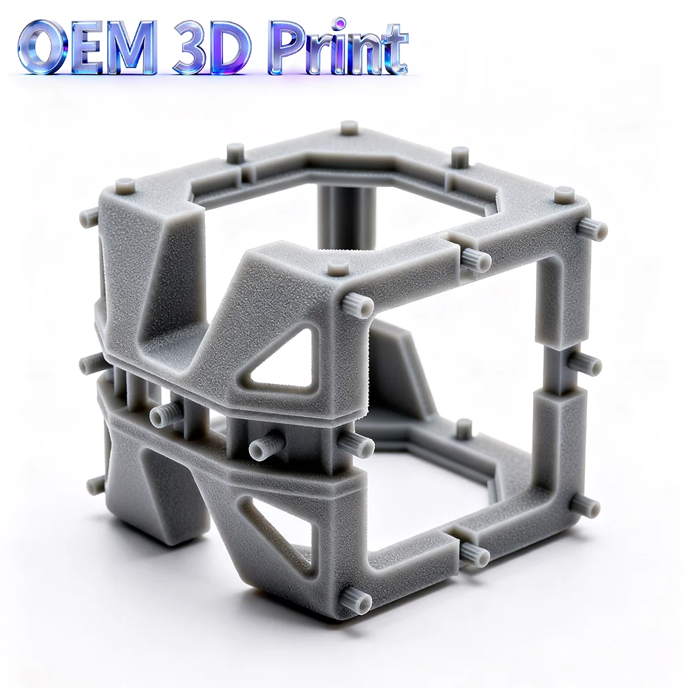 Custom 3D Printed Grey Nylon Resin Hollow Structural Frame Lightweight Assembly Bracket Non-standard Industrial Mechanical Suppo