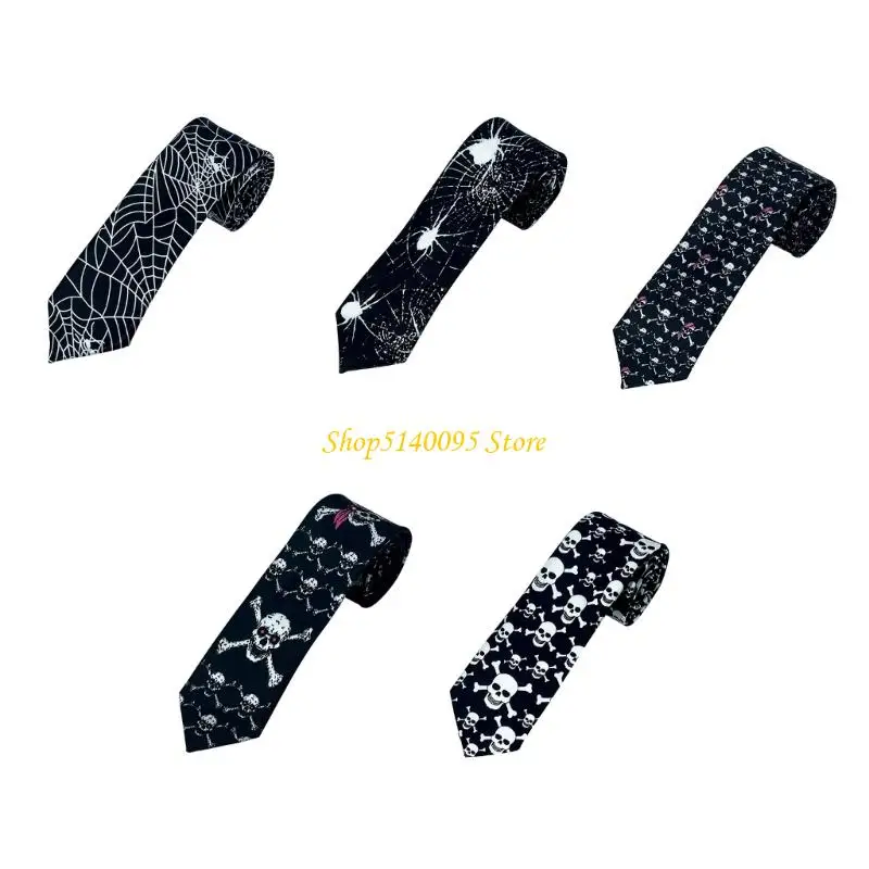dxae punk skull spiderweb necktie for festival business event cosplay cosplay accessories