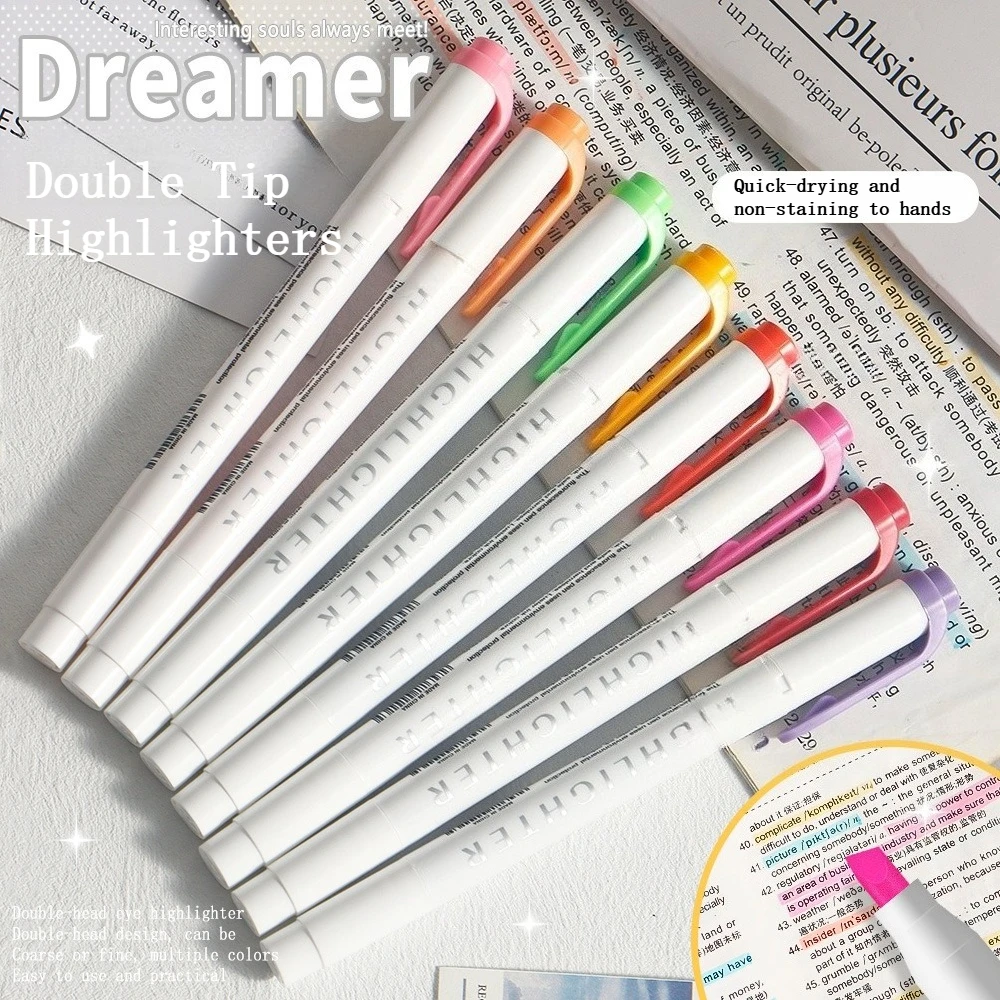 

15 Colors Double Tip Highlighters Instagram Style for Meetings Student Study Notes Painting DIY Stone Wood Art School Supplies