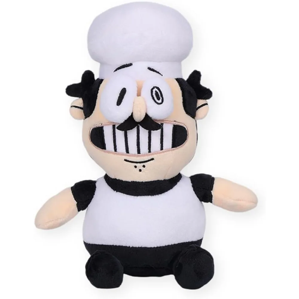 25cm plush pizza baker cute doll lucky charm gift black and white pizza is suitable for boys and girls birthday gifts.