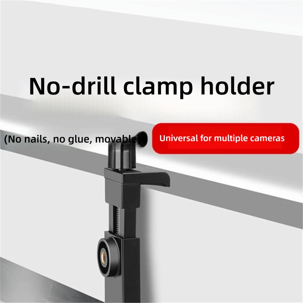 With 1/4 Screw 360° Rotation Mini Camera Holder No Punching Clip Fixation Smart Camera Mount Adjustable Monitor Bed Bracket