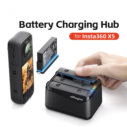 Cargador de batería portátil de 3 canales para Insta 360 X5, administrador de cargador con ranuras para tarjetas SD, accesorios para cámara Insta360 X5
