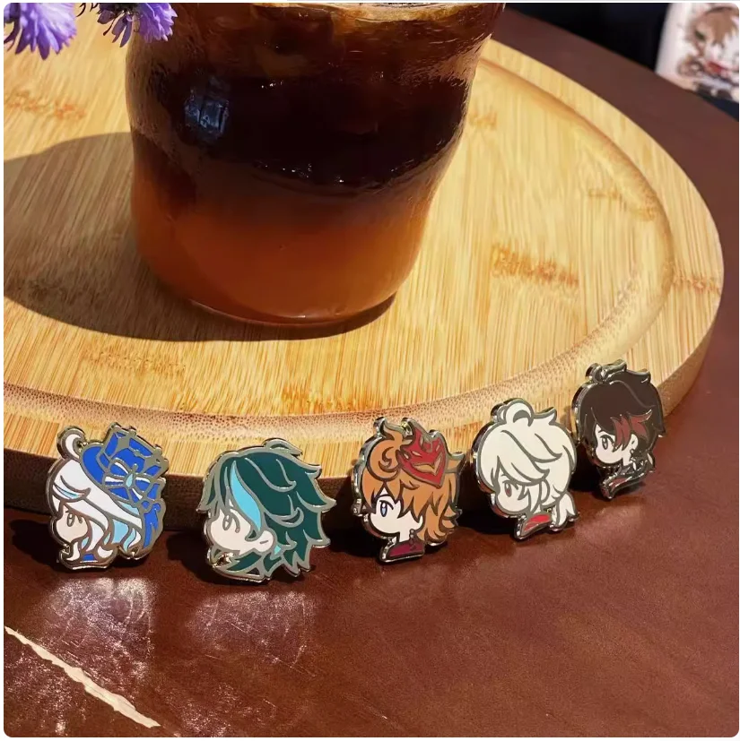 2025 Anime Game Genshin Impact Imitation Enamel Metal Badge Zhongli Kinich Xiao Wanderer Furina Baji Brooch Button Cartoon Gift