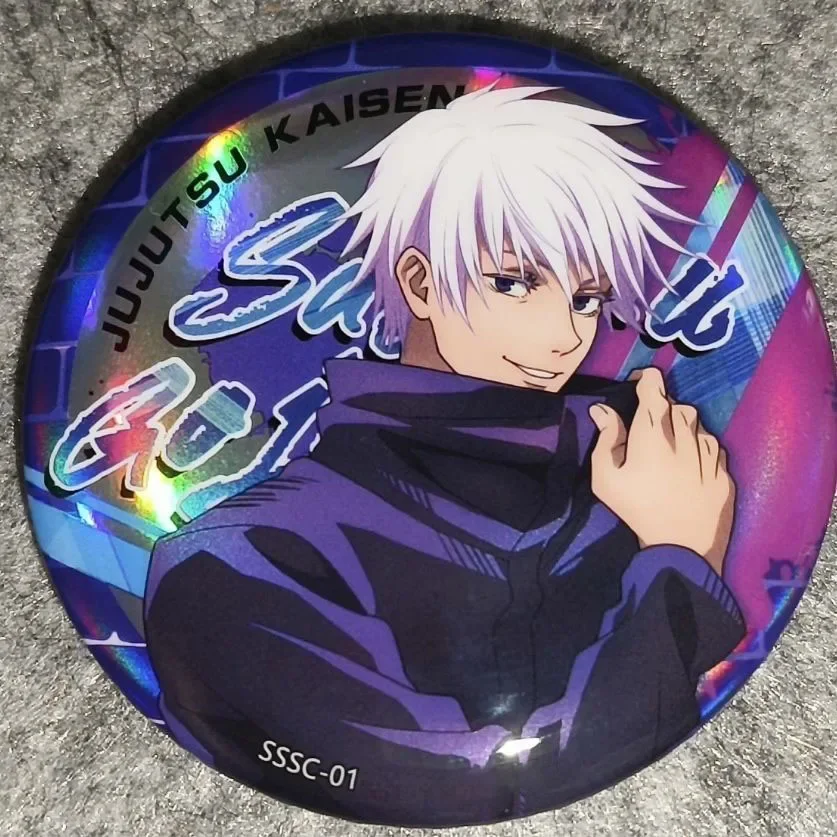 Anime Jujutsu Kaisen Satoru Gojo Cosplay Cartoon Reflect Light Laser Badge Brooch Xmas Birthday Gift Ita-bag Pendant Decorate