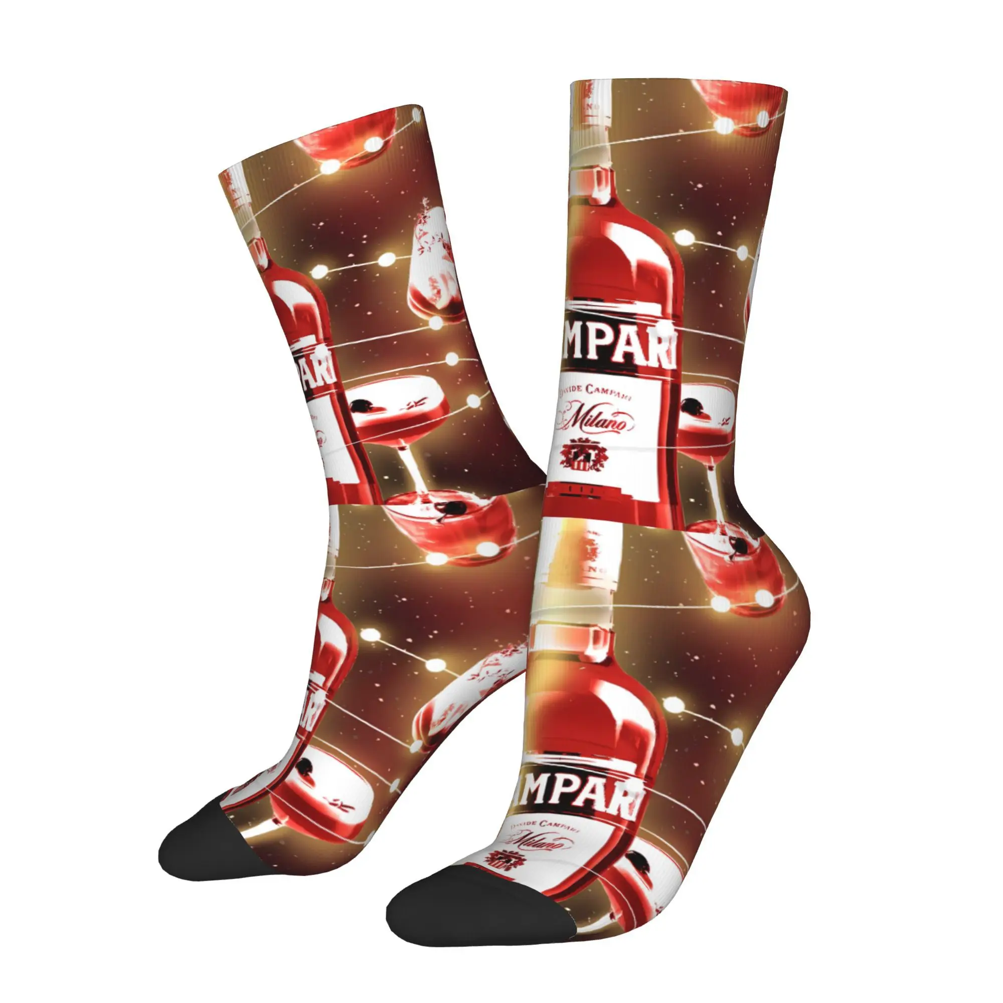 

Italian Bitter Liqueur Campari Sock Printed Man Polyester Fashion