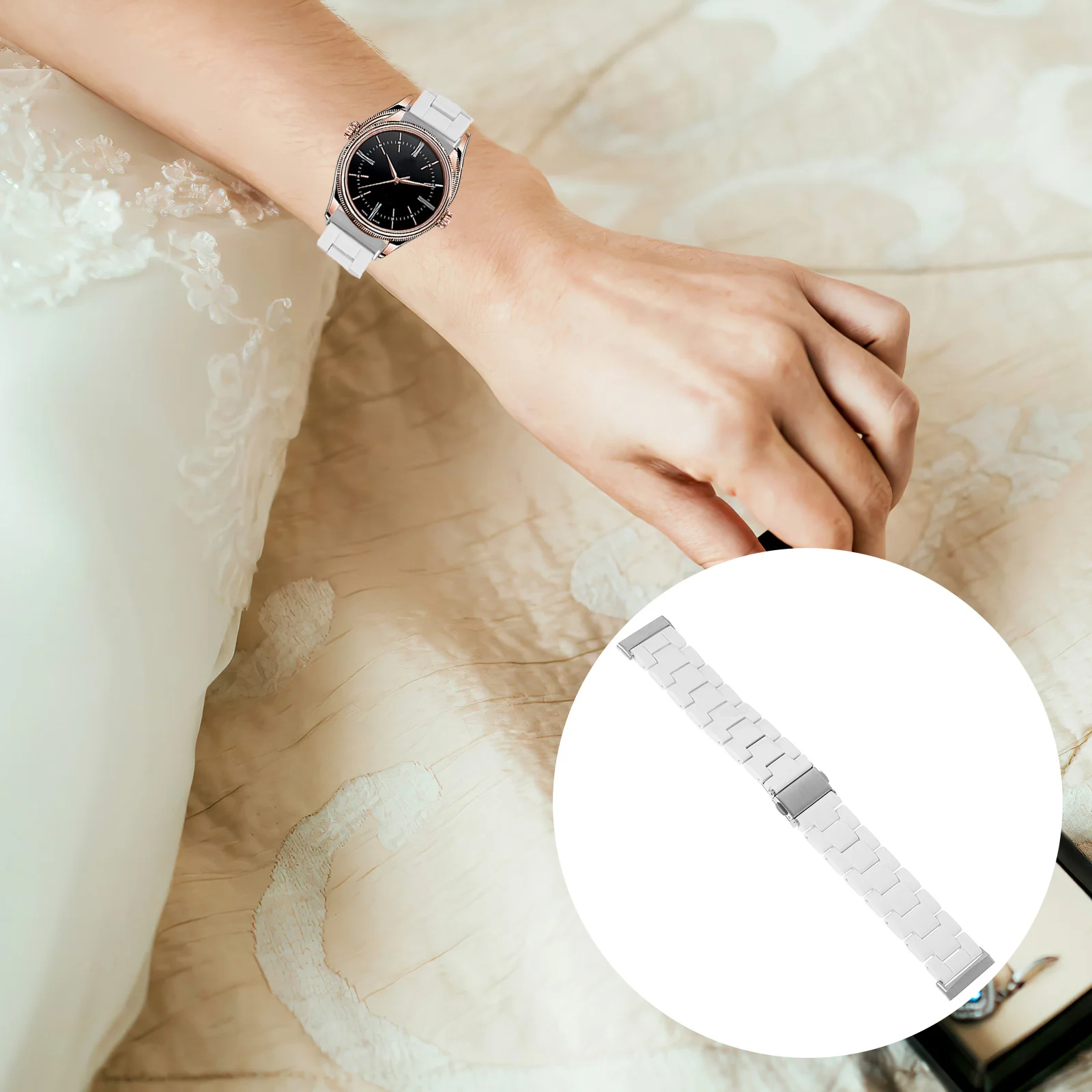 

Watch Strap Band Quick Release Wristband Inteligente Para Mujer White Resin