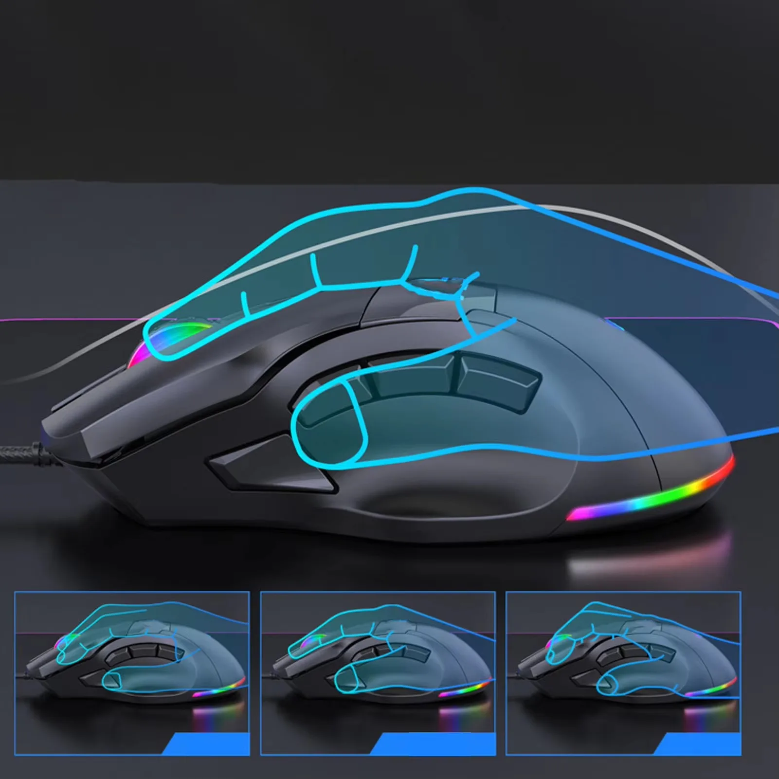IMICE Programmable Wired Gaming Mouse RGB Backlit 9-Keys DPI Adjustable Ergonomic Mouse With Marco For PC Computer Laptop Tablet