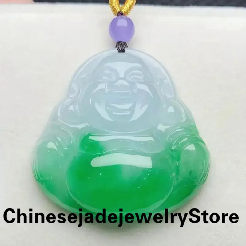 

Grade A Myanmar Green Jadeite Buddha Necklace Men Women Healing Gemstone Fine Jewelry Genuine Burma Jade Buddha Charm Necklaces