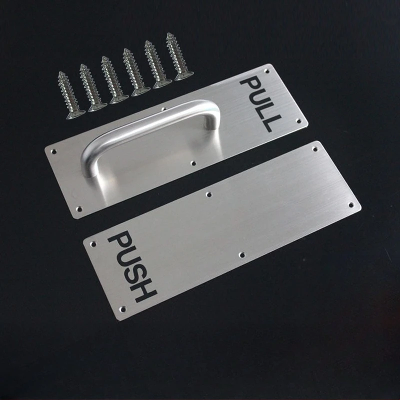 304 Stainless Steel Push Pull Door Plate Handle Fire Door Pull Handle Hardware Accessory for Public Entrance Door