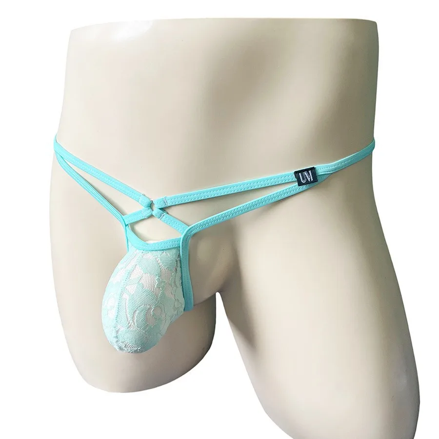 6 Pcs Low Waist Mens G-string Thong, Breathable Floral Lace Fabric, Stereo Support Pouch Slim Fit Comfort T-back Briefs For Men