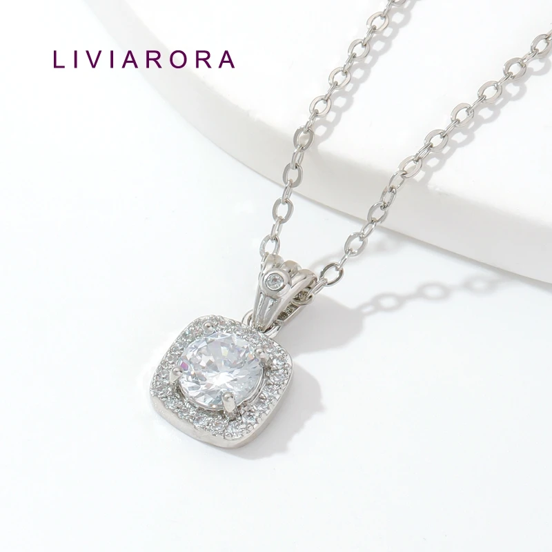 1/2/4Pcs Rhodium Plated Brass Round Halo Pendant Inlaid Zircon Cushion Square Shape Dainty Charm For Jewelry Making Supplies