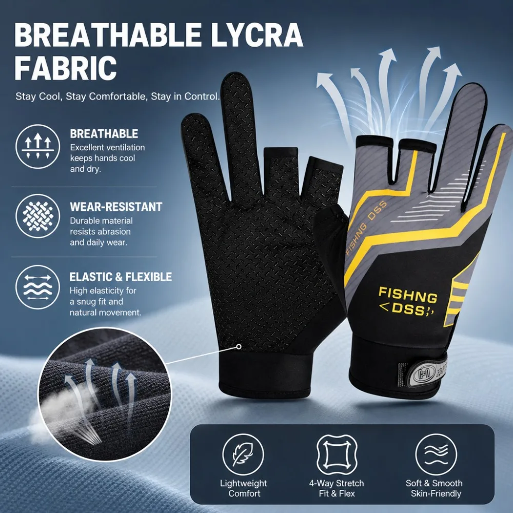 Non-slip Breathable Fishing Gloves Stretchy Sun-protective Gloves for Summer Outdoor Sea Fishing—a Fishing Essential