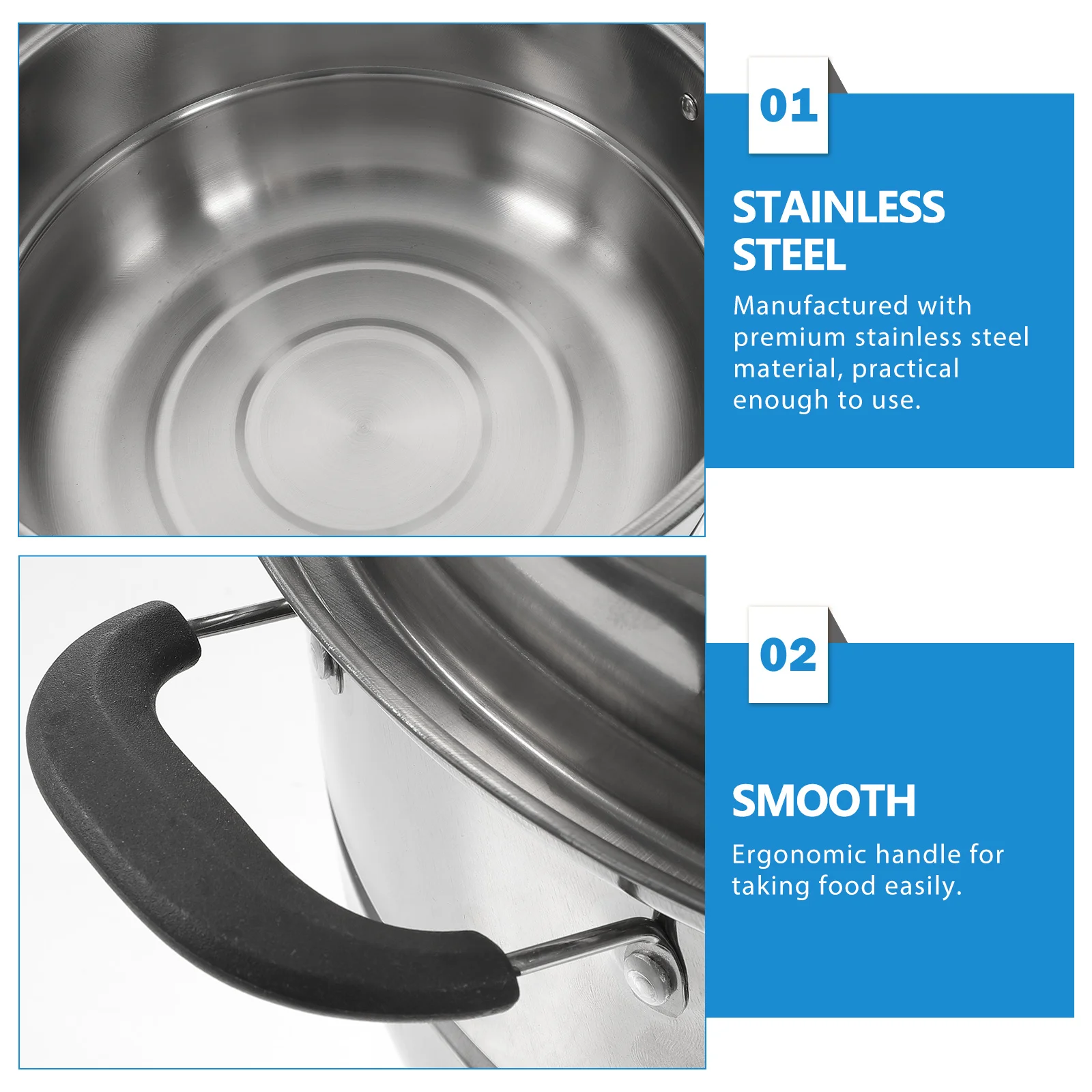 Stainless Steel Steamer Soup Steaming Pot Large Stock Food Double-layered Stockpot Cookware Can