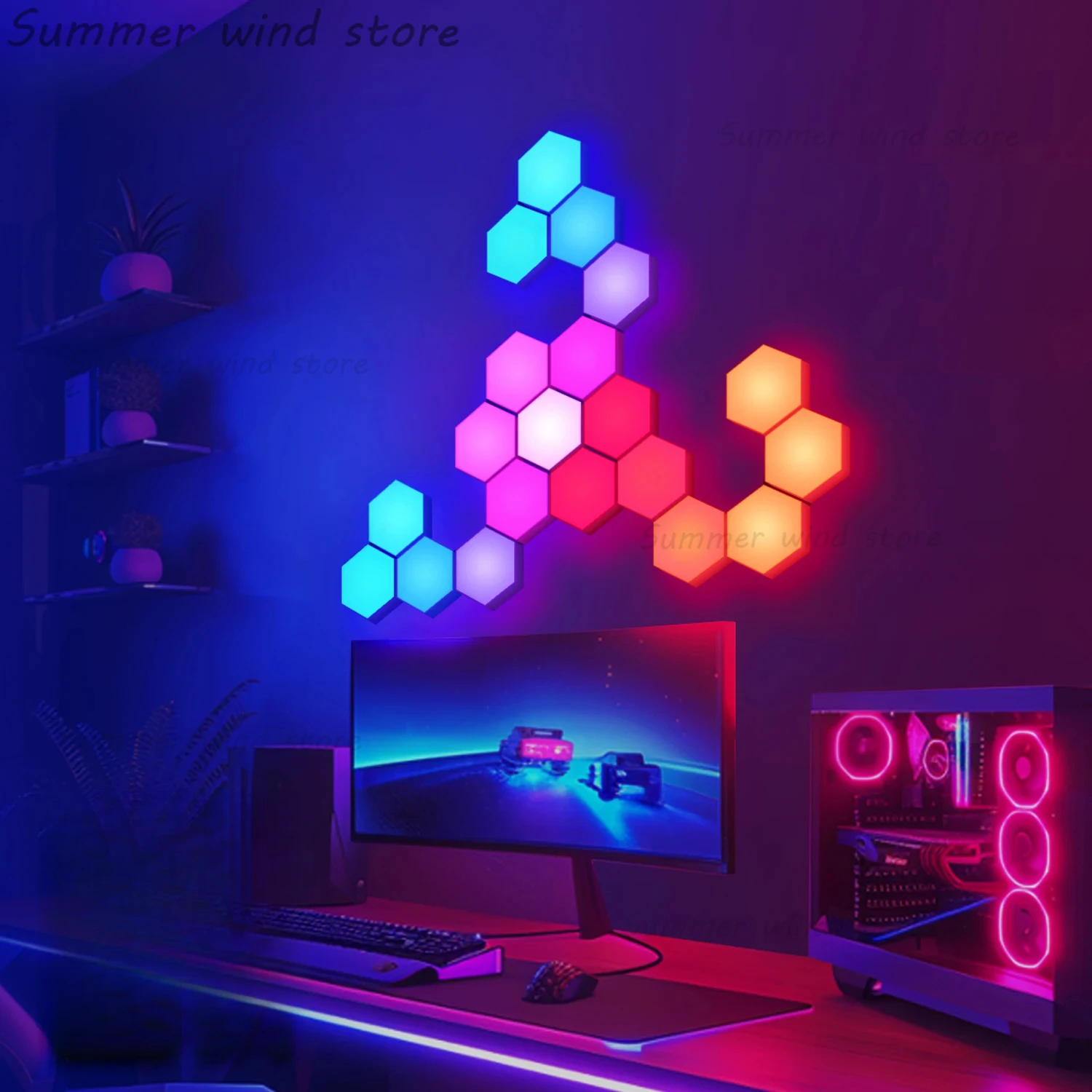 6/8/12 pièces applique murale hexagonale intelligente couleur changeante lumières hexagonales d'ambiance nuit bricolage synchronisation de musique MeRGBW APP salle de jeux chambre 6/8/12 pièces applique murale hexagonale intelligente couleur changeante lumières hexagonales d'ambiance nuit bricolage synchronisation de musique MeRGBW APP salle de jeux chambre