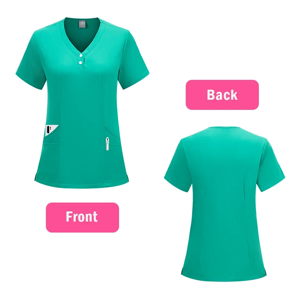 Precio al por mayor de fábrica, conjuntos de uniformes de enfermería, cintura elástica de varios colores, ropa de enfermería médica personalizada para mujeres