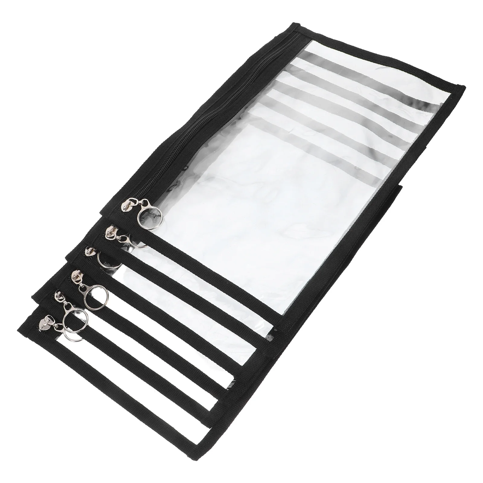 

6pcs Transparent Storage Bag 28.7X19.2Cm Black Border Clear Travel Pouch Durable Pvc Waterproof Toiletry Organizer Zipper
