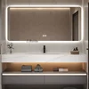 현대적인 크림 스타일 욕실 캐비닛 세면대, 싱크대 벽걸이 스마트 미러 캐비닛 선반 가구, Mueble Lavabo FYBC 5