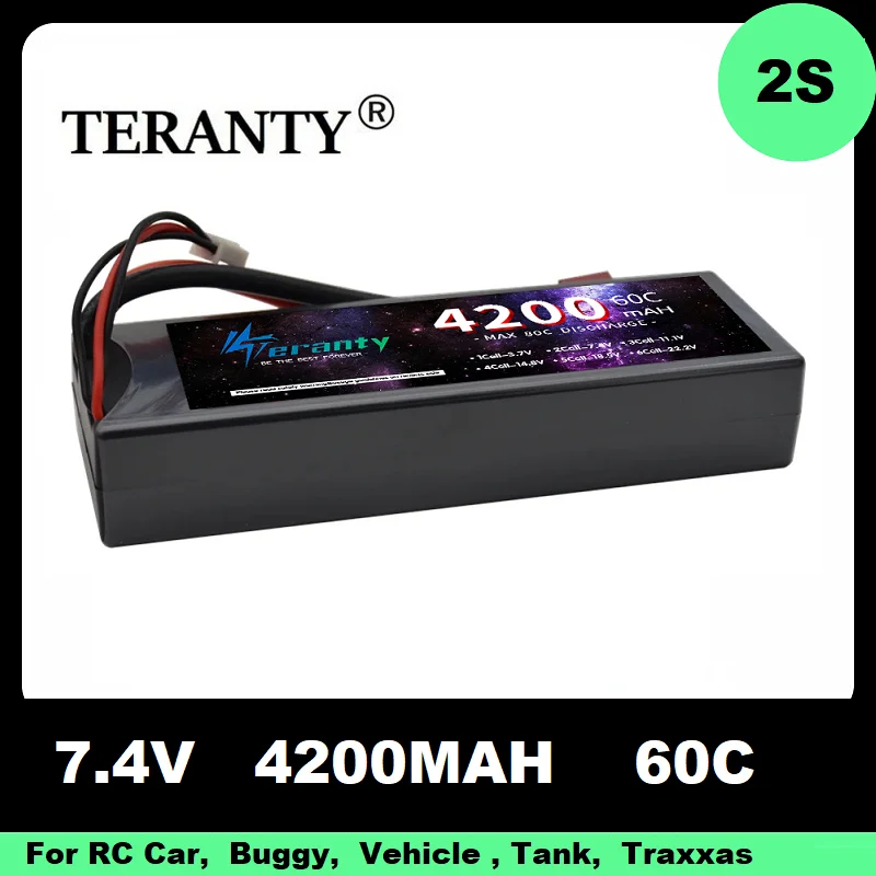 7.4V Hard Case Battery 2S 4200mAh Lipo Battery 60C With T XT60 XT90 2P TRX Connector RC Car Losi TR Slash Buggy 2S 7.4V Battery