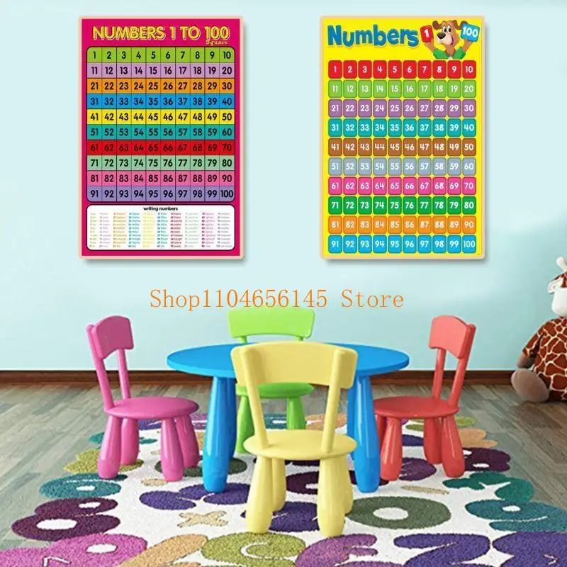Educational Numbers 1-100 Poster Math Wall Chart Cloth for Toddlers Classroom Decorations Kindergarten Homeschool Supply