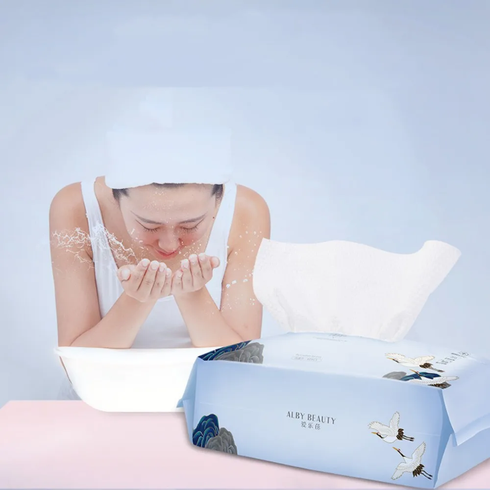 60szt Jednorazowy ręcznik do mycia twarzy Wysuwany bawełniany miękki ręcznik Bawełniany salon kosmetyczny Oczyszczający ręcznik do wycierania twarzy Środek do demakijażu