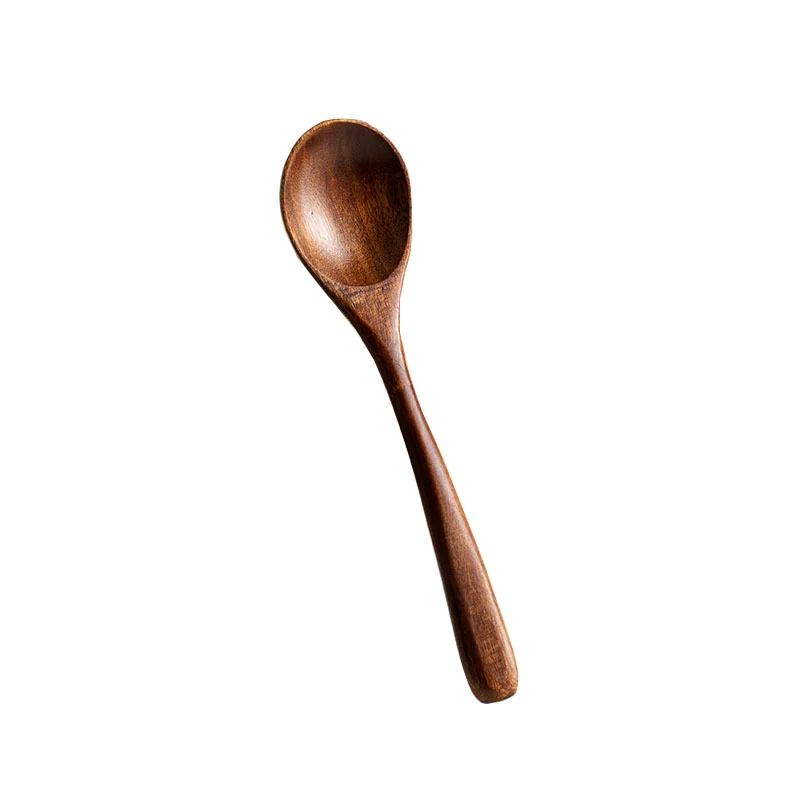 1Pcs  Japan-Style Wooden Spoon Kitchen Cooking Soup Dinner  Teaspoon Coffee Honey   Dessert Ice Cream