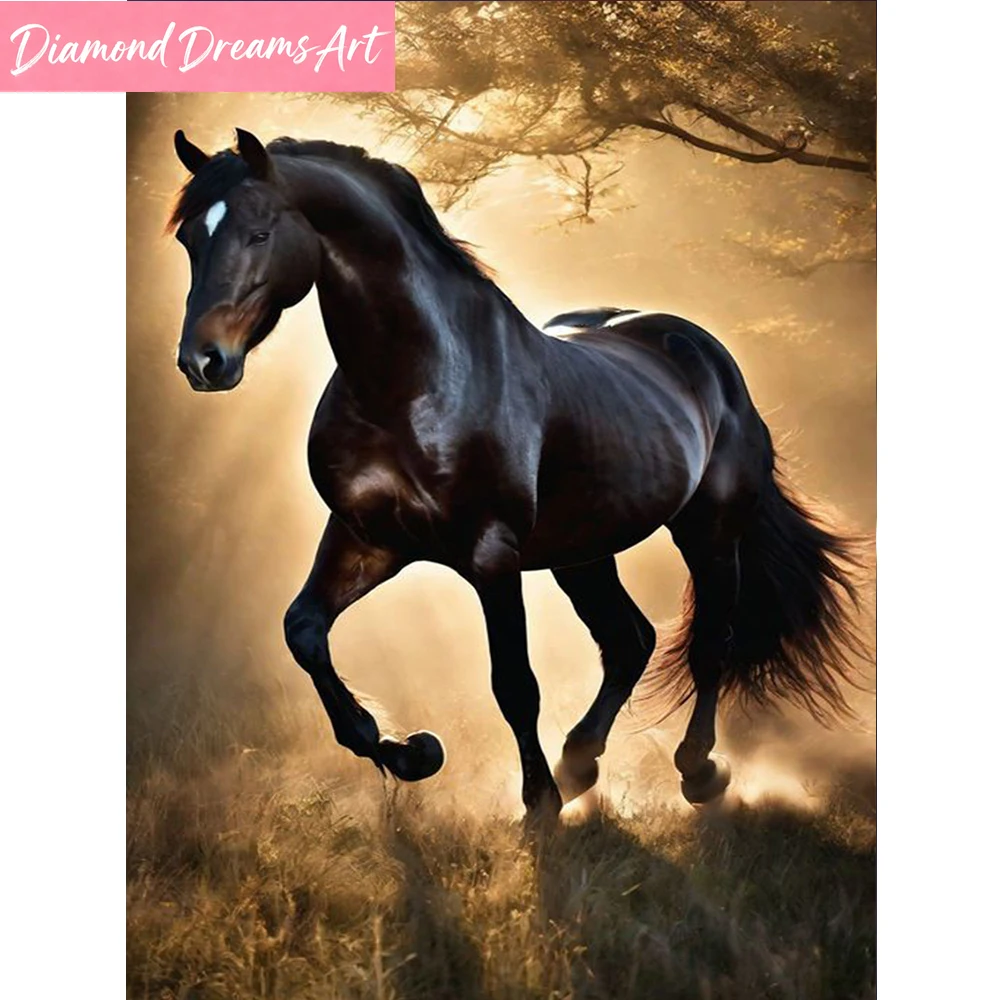 Frameless,DIY Diamond Painting Horse Pattern Home Decoration