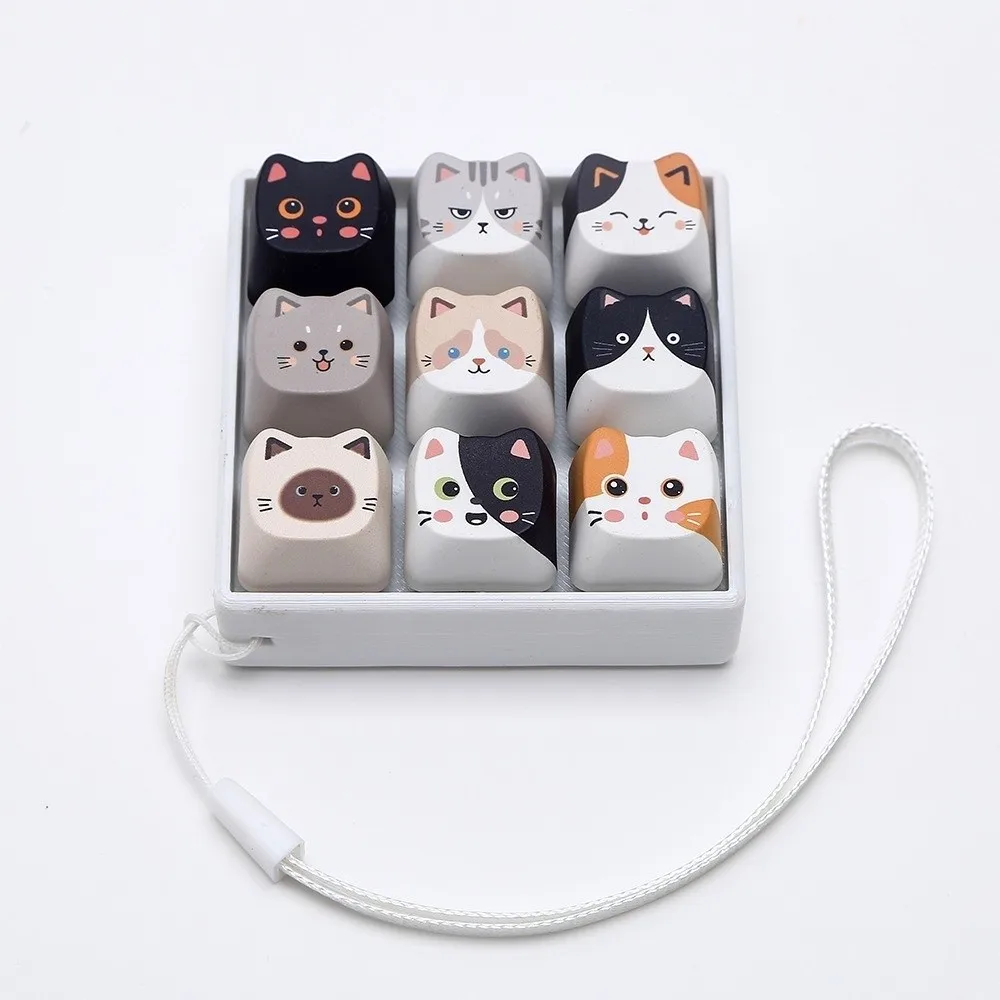 9 Grid Clicker Fidget Keychain Cartoon Cat Stress Relief Keyboard Fidgets Plastic Fingertip Gadget Clicker Fidget Toy