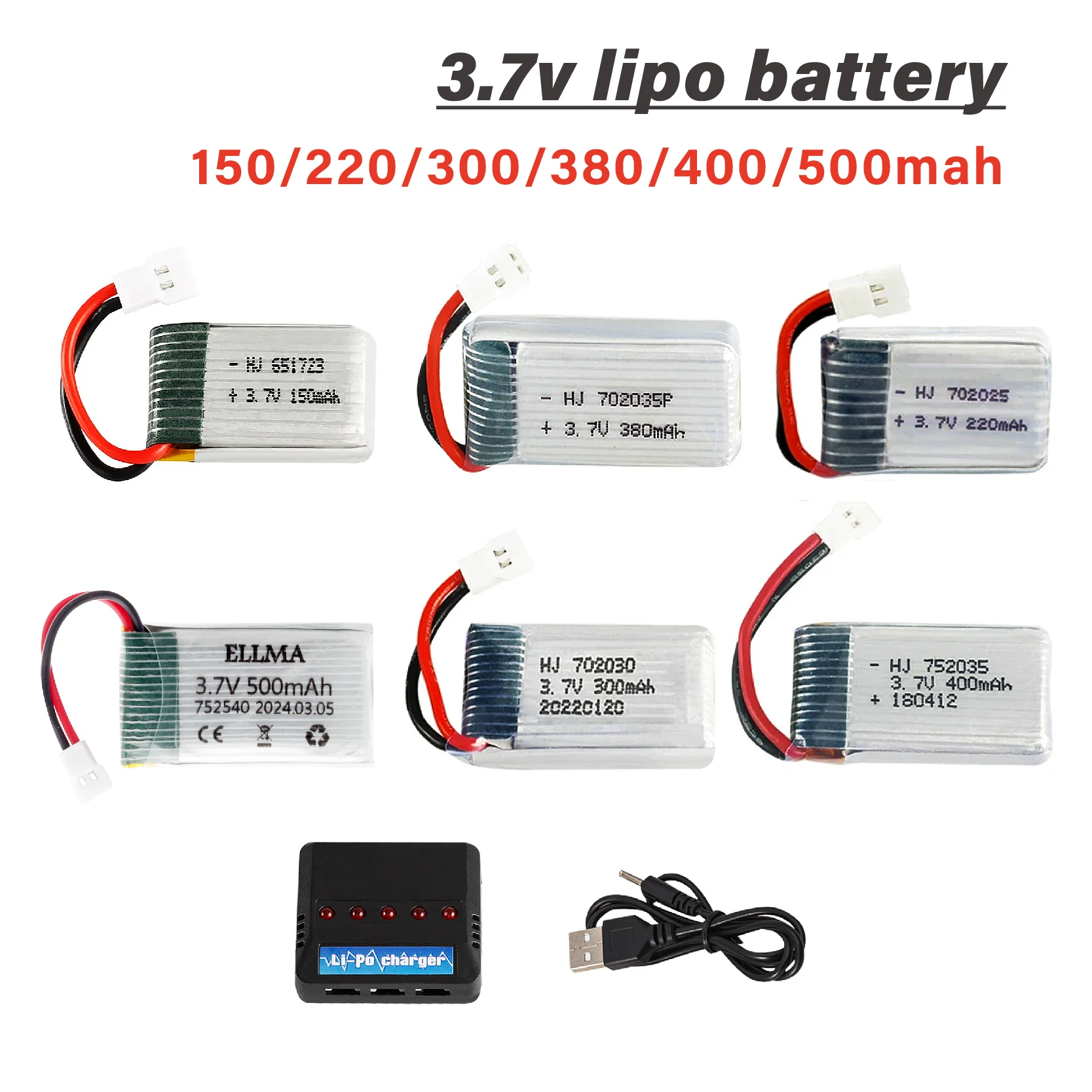 3.7v 150 220 300 380 400 500mAh lipo Battery for wltoys K100 K123 K124 Syma Q20 X21 X21W x26 X26A RC Rechargeable Battery Parts