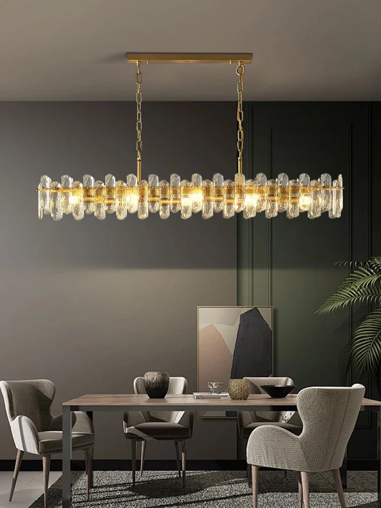 Rectangular Light Fixture for Dining Room Decoration Led Dimmable Suspension Luminaire, Kristal Lampen Bedroom Hanging Lamp