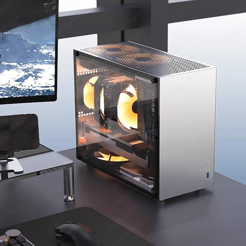 C2P MATX ITX Small Chassis All Aluminum Glass Side Transparent ATX Power Supply K88 Mini Computer Chassis