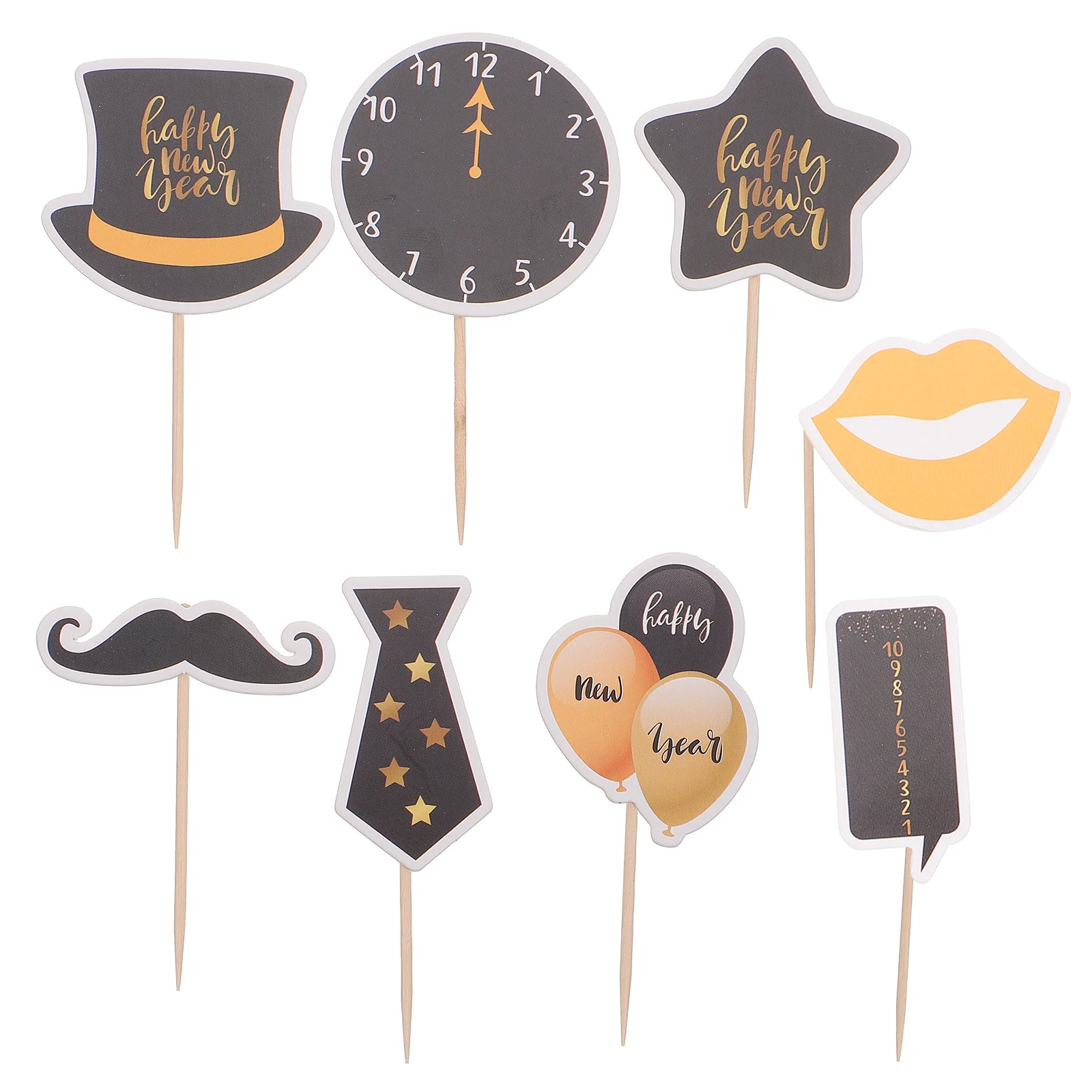 

24 Pcs Cake Decorations Picks Dessert Flag New Year Toppers Birthday Party Supplies Premium Material Safe Festive DIY Cake