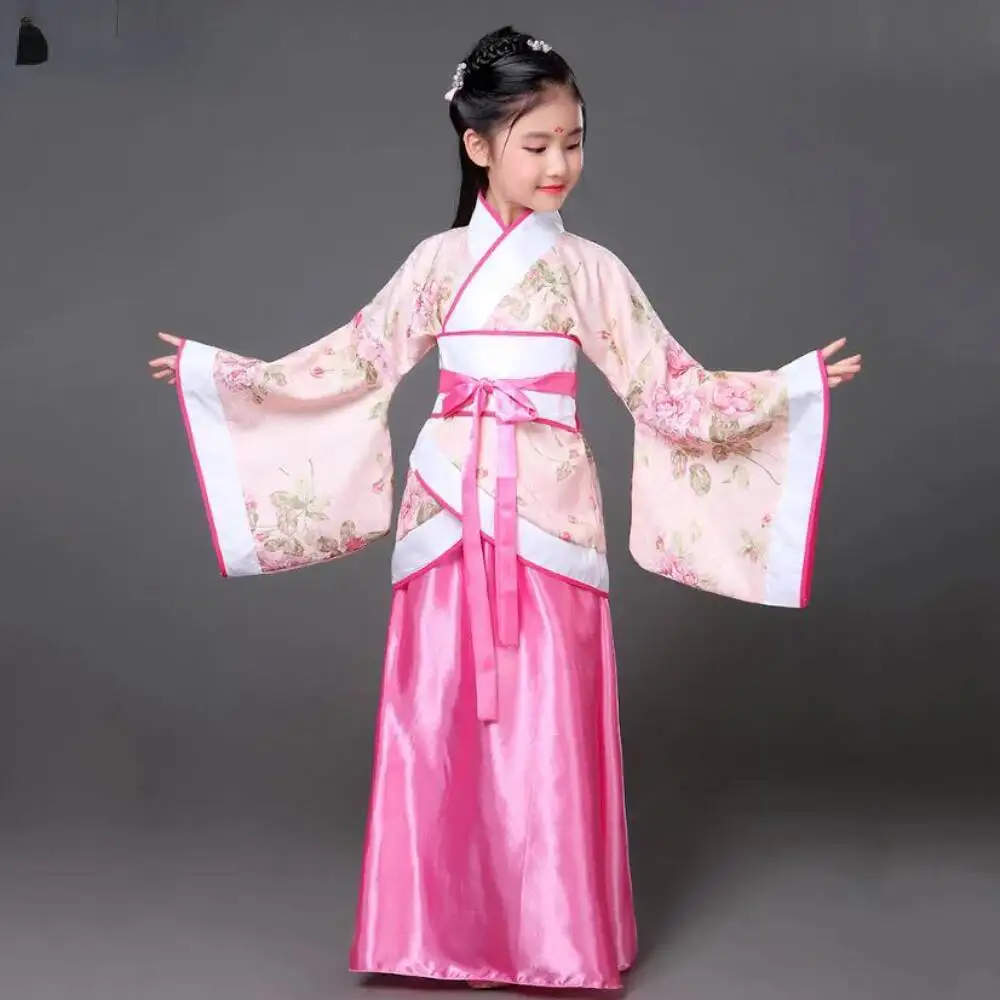 Kids Traditional Dresses Ancient Chinese Outfit Girls Costume Folk Dance Performance Hanfu Dress for Children - view 4