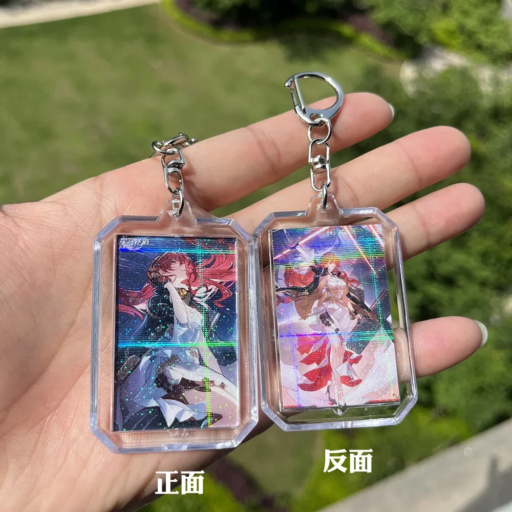 Honkai Star Rail Anime KeyChain Jing Yuan Sampo Kafka Himeko Men Key Chain for Women Fashion Laser Figure Keyring Pendant Gift