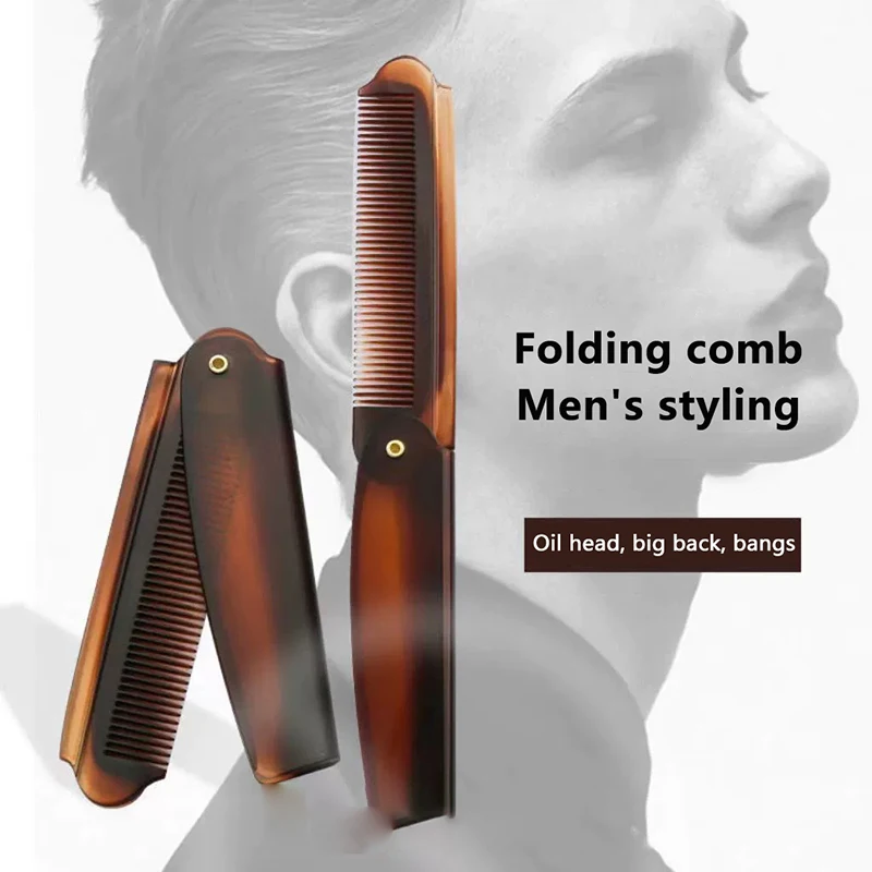 Portable Foldable Pocket Combs Oil Head Plastic Beard Combs Hair Styling Tool Combs For Man Women Folding Comb Barber Hair Tool.
