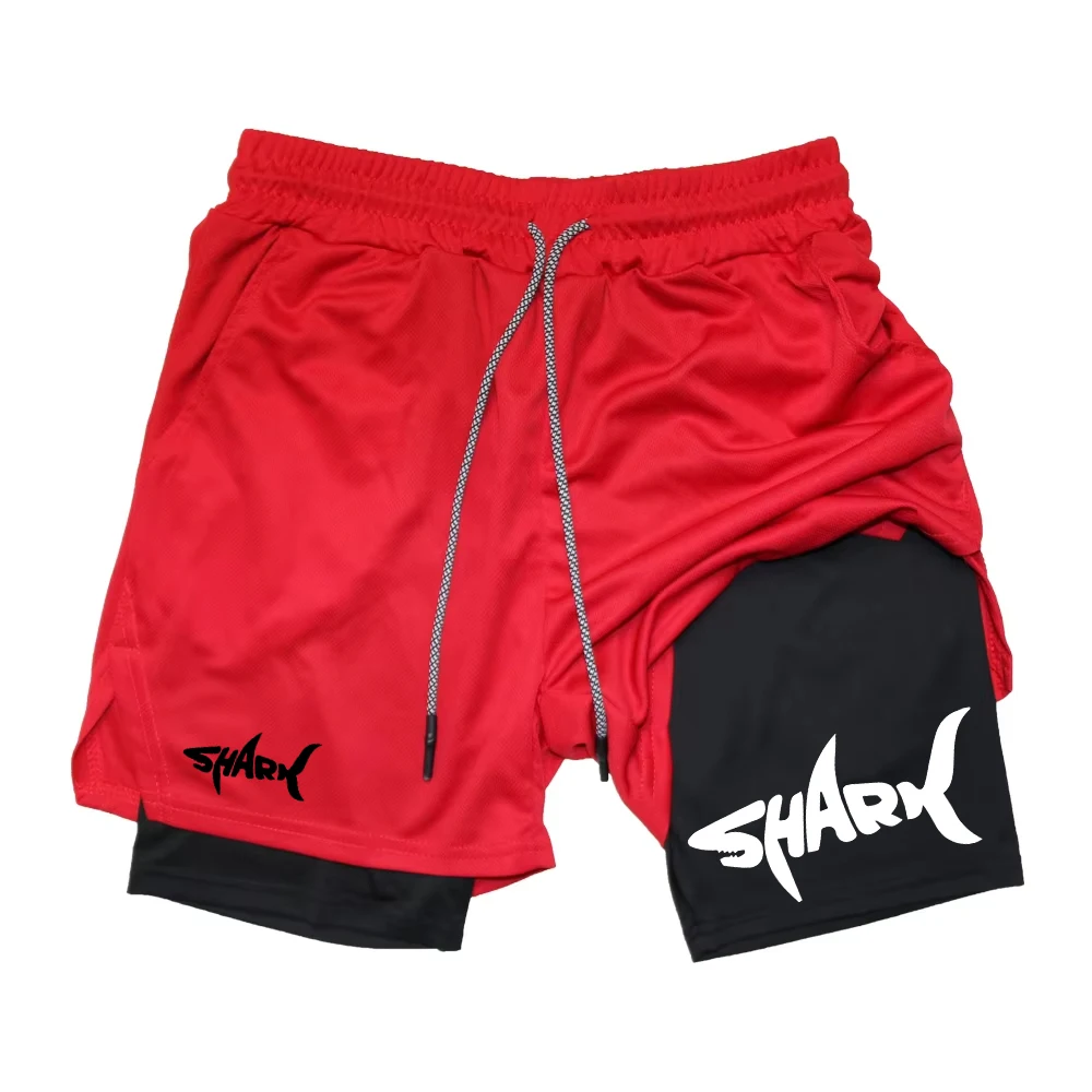 Herren Laufshorts Fitness Gym Training 2-in-1 Sportshorts Schnell trocknend Training Joggen Double Deck Shorts RL0367