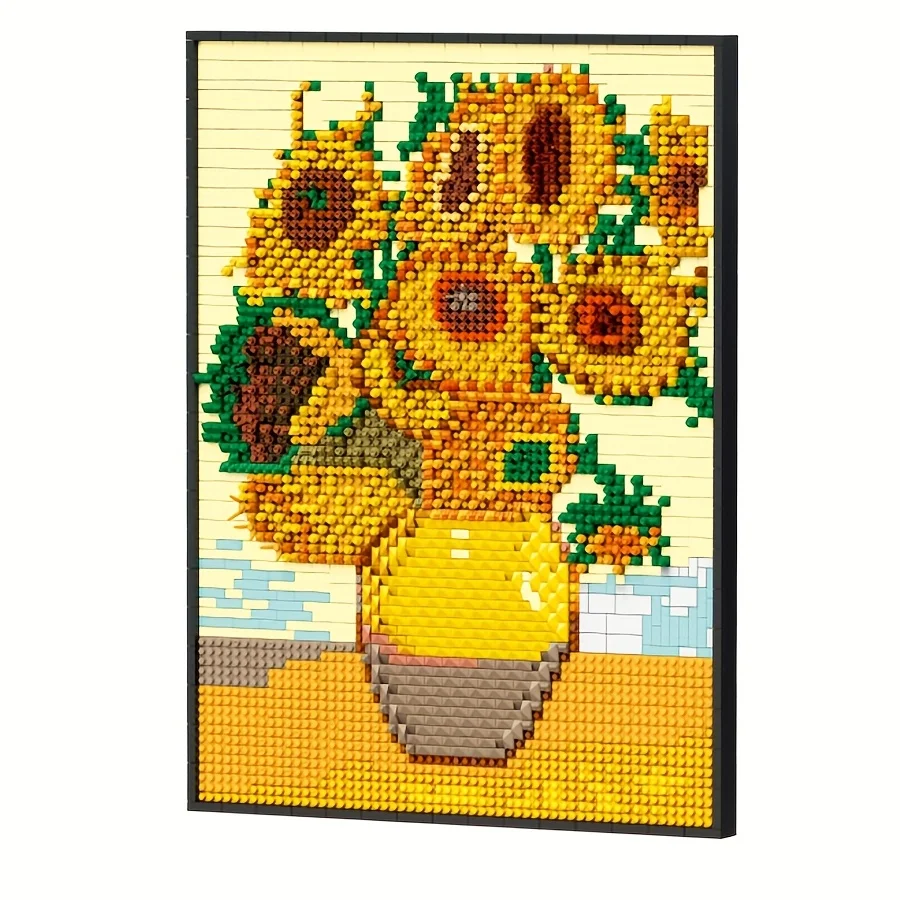 3488 шт., набор игрушек из строительных блоков в виде фоторамки с подсолнечником, лучший выбор для украшения домашнего офиса и подарка