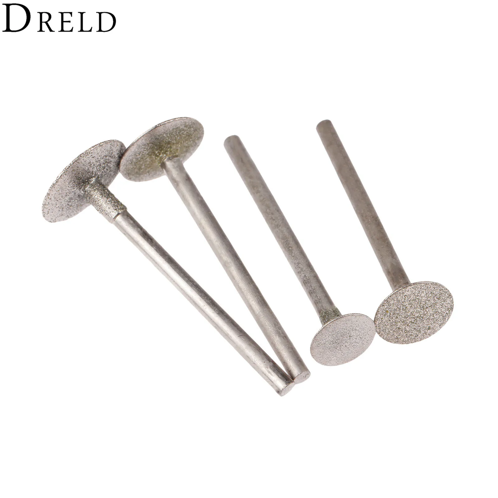 DRELD 4Pcs 3mm Shank Diamond Mounted Point Grinding Head Stone Jade Carving Polishing Engraving Tools for Dremel Accesories