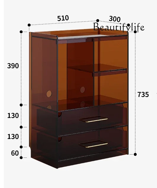 Acrylic living room dining side cabinet floor free combination lattice cabinet