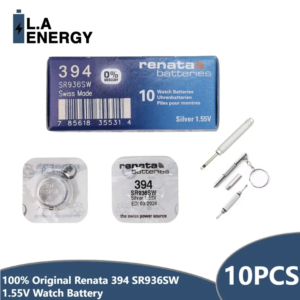 10 Uds Renata SR936SW 394 100% Original LR936 pilas para reloj de óxido de plata de larga duración 936 1,55 V pilas de botón