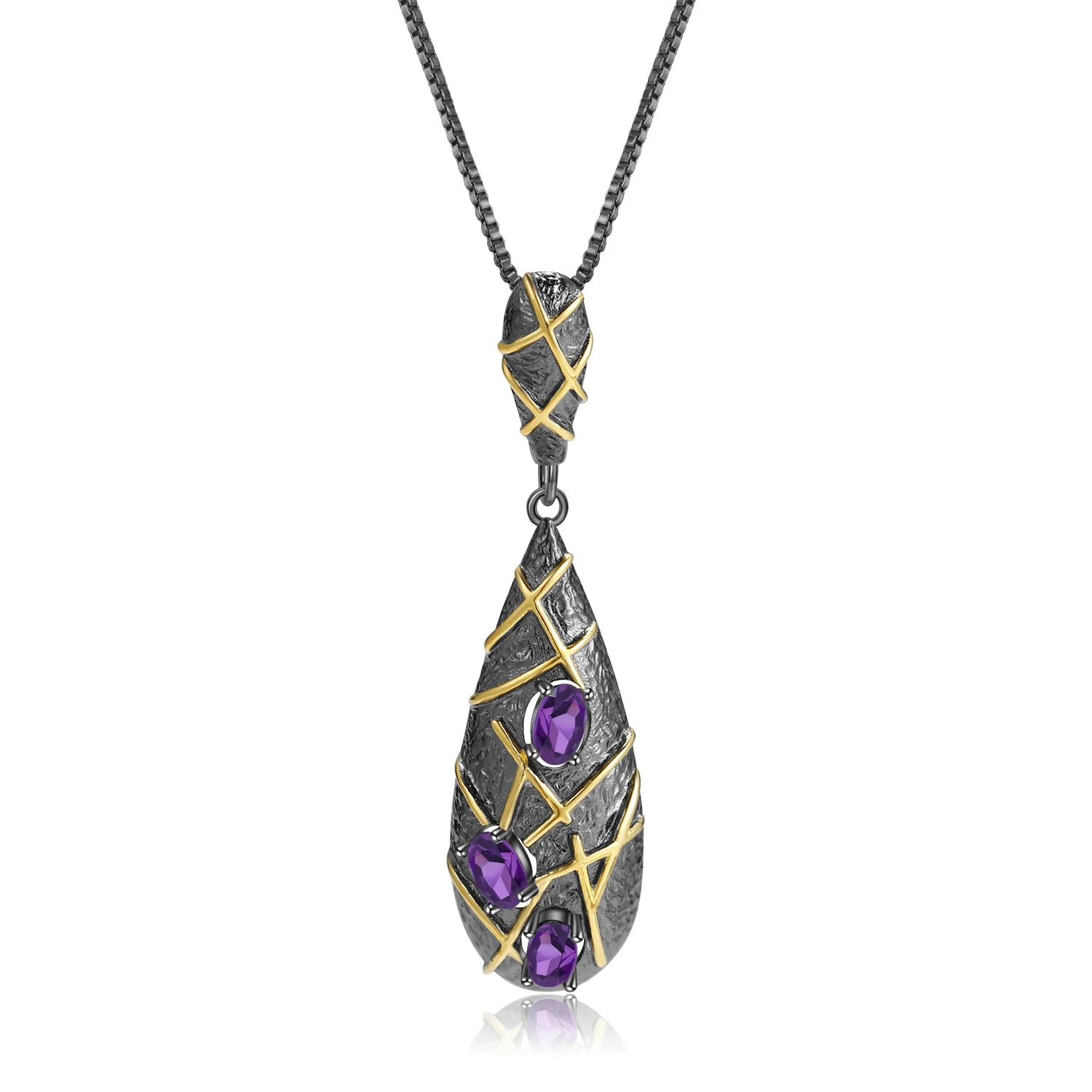 

brand genuine Luxury real jewels Italian craft designer pendant style sense S925 Silver Natural Amethyst Necklace Pendant high q