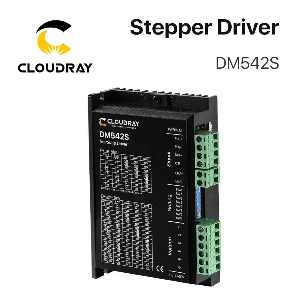 Cloudray 2-Phase Stepper Motor Driver DM542S Supply Voltage 18-50VDC Output 1.0-5.0A Current