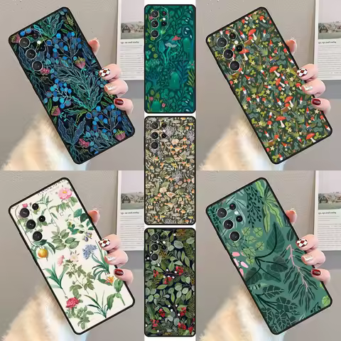 woodland creatures Tree plants mushrooms Phone Case For Samsung Galaxy S23 S21 S20 FE S24 S22 Ultra Note20 S10 S9 S8 Plus Cover