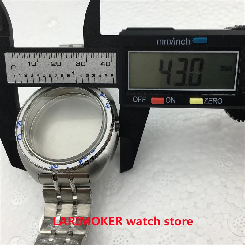 Caja de acero inoxidable para reloj de 43MM para hombre, caja de movimiento adecuada para NH35/NH36, accesorios de reloj, caja de acero inoxidable