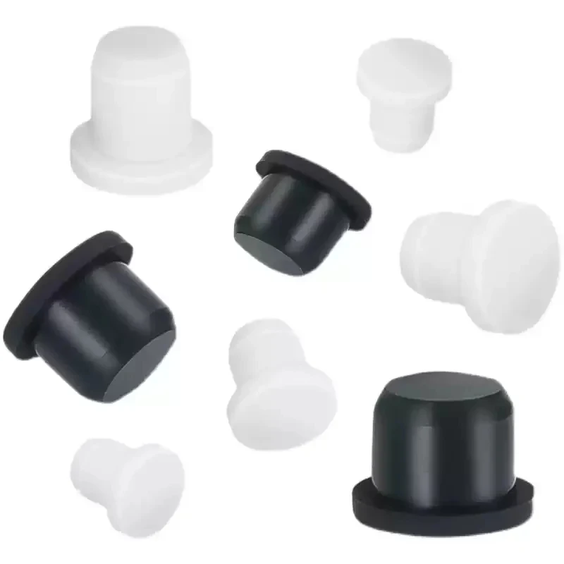 

White/Black Silicone Tapered Plug 2.7mm to 14.1mm / T-Shape Solid Rubber Stopper for Powder Coating, Painting & Dust Protection