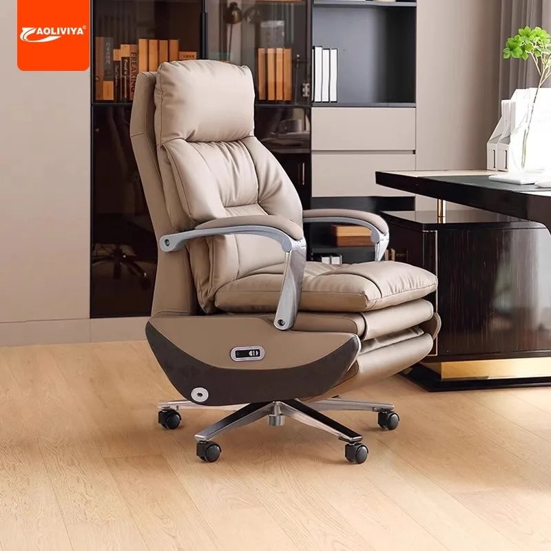 AOLIVIYA First-layer Cowhide Electric Boss Chair Study Home Comfort Computer Swivel Chair Business President Reclining Massage O