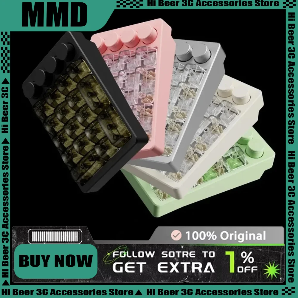 

MMD KM21Pro Mechanical Keyboard Wireless Tri-Mode Knob Hot-swap Aluminum 21Keys Designer Keypad Numeric Keyboard Custom Gift