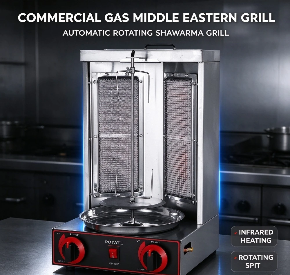 Vertical Rotisserie Grill Commercial Auto Rotating BBQ Oven For Various Meat Roasting