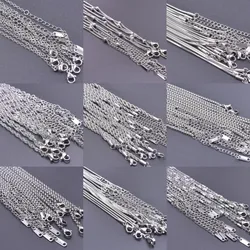 10pcs/Lot Stainless Steel 45cm Adjustable Chain Necklace For Women Men Chains DIY Components Wholesale 1.2/1.5/1.6/2/2.2/2.5/3mm